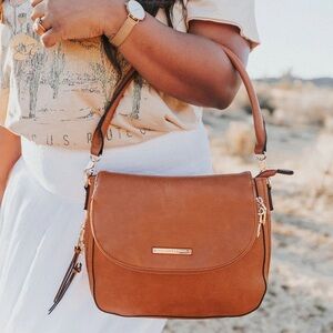 Poppy & Peonies Brown Shoulder Bag